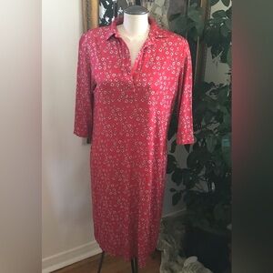 Rosso35 Classic Red Floral Shirt Dress - Size 44 (US Size 8)